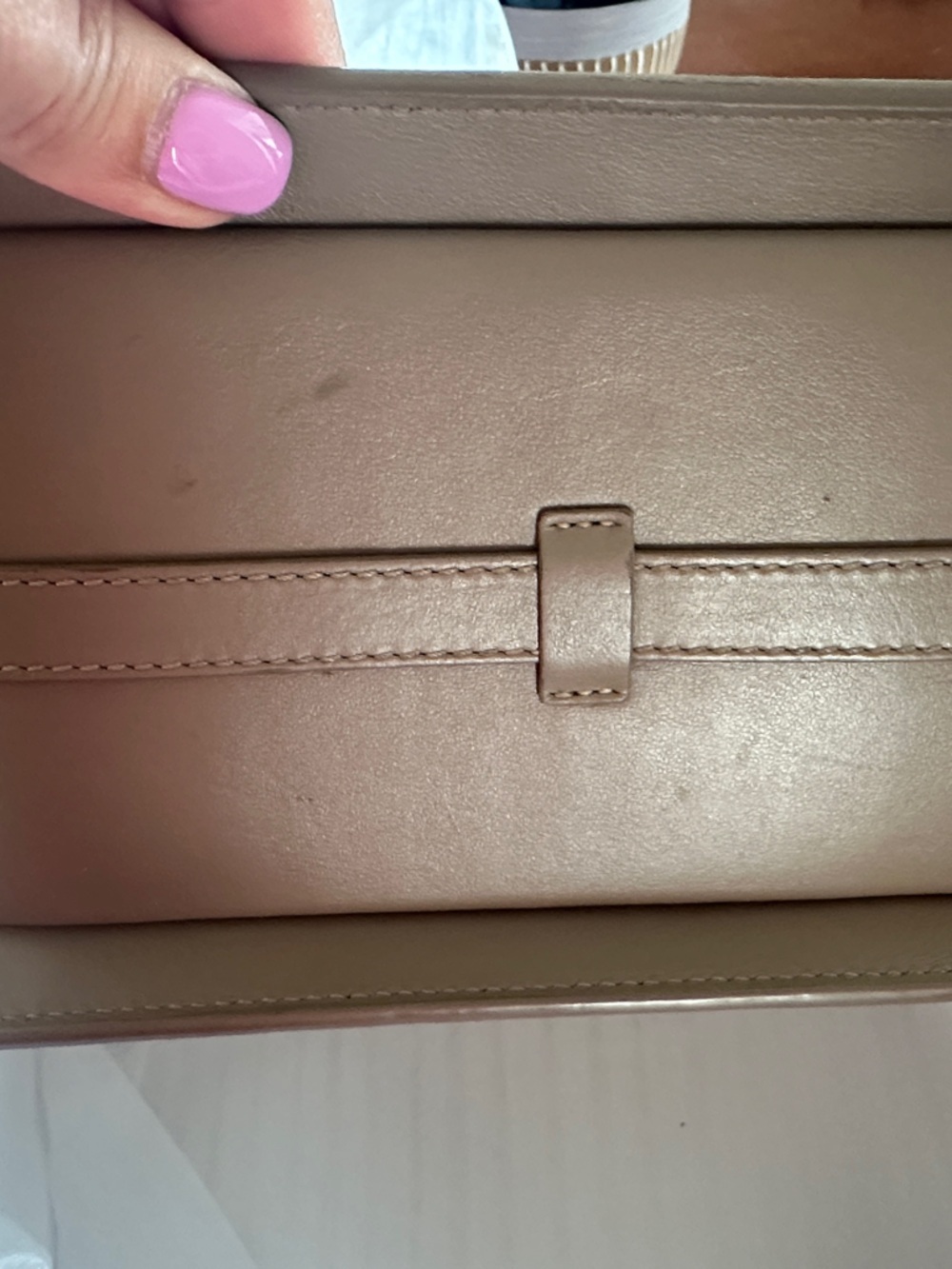 Polène Taupe Leather Crossbody Bag with Gold Hardware - Picture 9 of 9